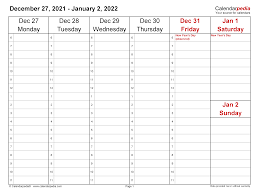 weekly calendars 2022 for excel 12