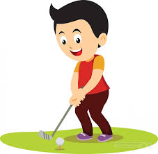 playing golf cartoon style clipart