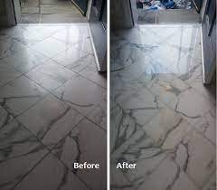 restoration of a dull white marble floor