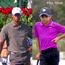 Official instagram account of tiger woods. Pga Tour Copy Cat Tiger Woods And Son Charlie S Eerily Similar Mannerisms Facebook