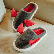 red cotton slippers cute thick bottom