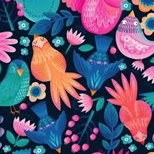 Whimsical Birds Fabric Wallpaper And