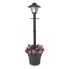 Patio Living Concepts Cape Cod Plug In Outdoor Black Post Lantern With Planter 66000 The Home Depot