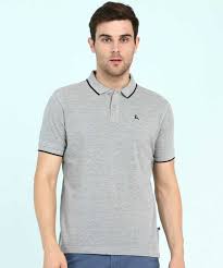 Parx Solid Men Polo Neck Grey T Shirt
