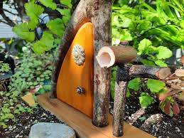 Gnome Home With Orange Door And Mailbox