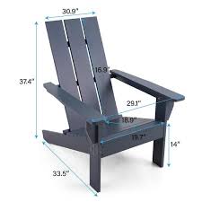 Phi Villa Classic Wood Adirondack Chair Oversized Tall Back Gray Patio Chairs For All Weather
