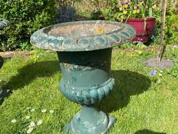 Set Of Three Cast Iron Garden Urns