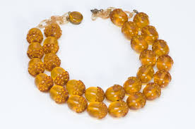 bakelite acorn double strand necklace