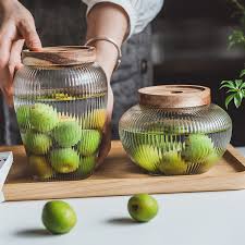 Glass Pickling Jars With Wooden Lid