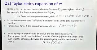 q2taylor series expansion of ex taylor