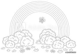 You can use these rainbow clipart black and white for your blog, website, or share them on all social networks. Rainbow And A Cheerful Butterfly Flittering Over A Field With Flowers And Bushes After Warm Summer Rain Black And White Outline Vector Cartoon Illustration For A Coloring Book Page Stock Vector