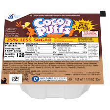 cocoa puffs cereal 25 less sugar