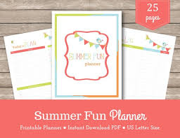 Summer Planner Calendars Schedule Chore Chart Weekly Planner Summer Vacation Bucket List Home School Job Chart