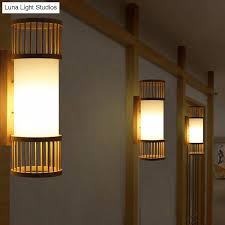 Modern Bamboo Wood Wall Light Fixture