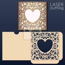 Die Laser Cut Wedding Envelope Template With Heart Shaped Frame