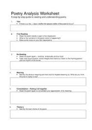 Poetry Analysis Lesson Plans Worksheets Reviewed By Teachers