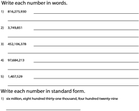Large Numbers In Words Worksheets Millions