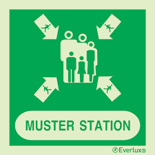 muster station imo sign with