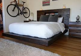 dark mahogany floating bed frame