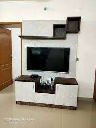 White And Black Wall Mounted Wooden Tv