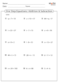 One Step Equations Addition And