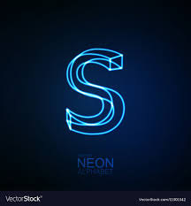 neon 3d letter s royalty free vector