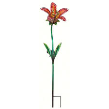 Regal Art Gift Solar Tiger Lily Stake Yellow Fresh Flowers