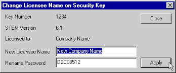 licensee name on a security key