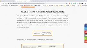 mean absolute percene error calculation