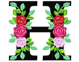 Letter H Garden Flag Monogram Roses