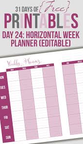 Horizontal Weekly Printable Day 24 I Heart Planners