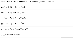 write the equation of the circle with