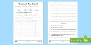 Year 2 Chance And Data Dice Roll Worksheet Worksheet