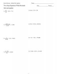 Two Step Equations With Decimals Kuta