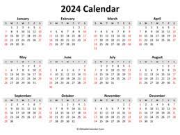 printable yearly calendars 2024 word
