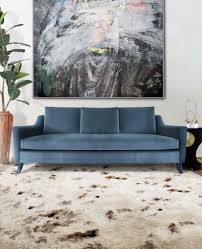 living room decor with blue upholstery