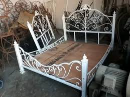 White Wrought Iron Foldable Double Bed