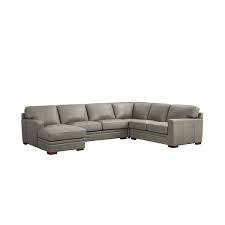 Sworth Gray Leather 4 Piece Sectional With Left Facing Chaise