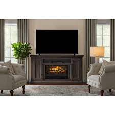 Home Decorators Collection Sutton 68 In Freestanding Electric Fireplace Tv Stand In Camel Brown With Charcoal Top