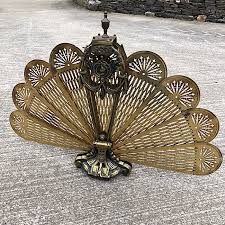 Vintage Brass Peacock Firescreen