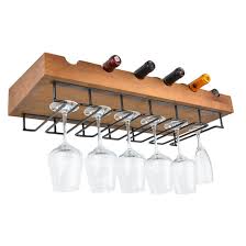 Wall Mounted Wooden Wine Glass And Wine