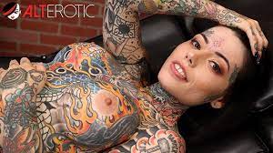 Naked tattooed model