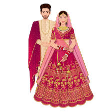 indian wedding couple standing wearing