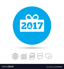 Happy New Year 2017 Sign Icon Christmas Gift