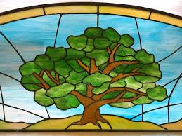 Large Tree Stained Glass Transom Custom