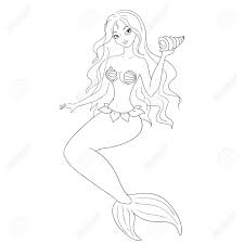 Coloring pages for mermaid are available below. Cartoon Mermaid Coloring Book Royalty Free Cliparts Vectors And Stock Illustration Image 56423984