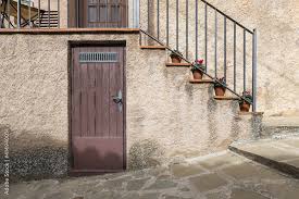 Basement Door And Vintage Stone House