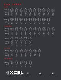 Wetsuit Size Guide Triocean Surf Surfboards Xcel