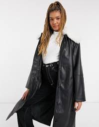Asos Design Leather Look Trench With