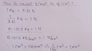 unit conversion of kg cm2 to n mm2